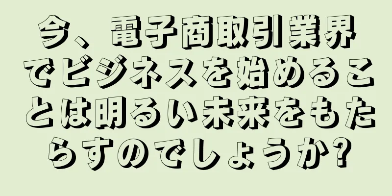今、電子商取引業界でビジネスを始めることは明るい未来をもたらすのでしょうか?