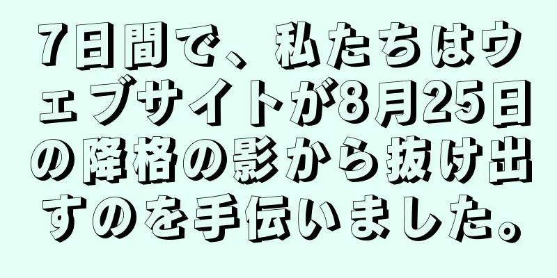 7日間で、私たちはウェブサイトが8月25日の降格の影から抜け出すのを手伝いました。