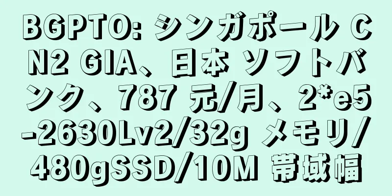 BGPTO: シンガポール CN2 GIA、日本 ソフトバンク、787 元/月、2*e5-2630Lv2/32g メモリ/480gSSD/10M 帯域幅