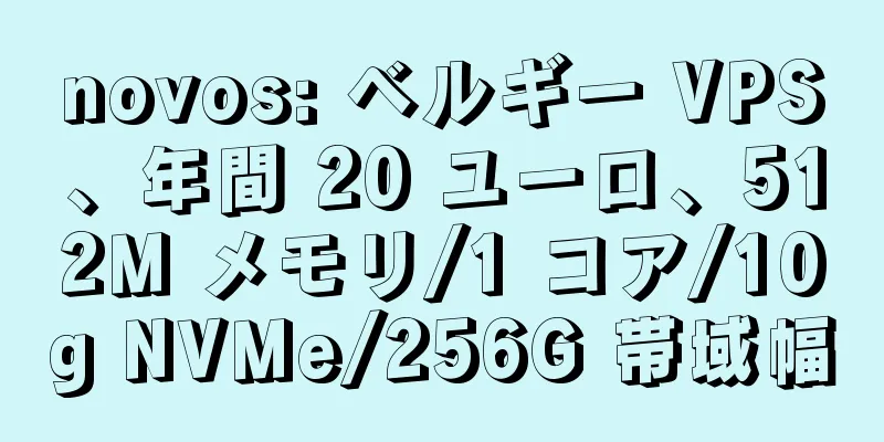 novos: ベルギー VPS、年間 20 ユーロ、512M メモリ/1 コア/10g NVMe/256G 帯域幅