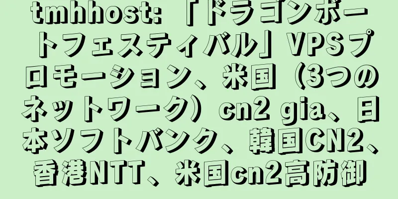 tmhhost: 「ドラゴンボートフェスティバル」VPSプロモーション、米国（3つのネットワーク）cn2 gia、日本ソフトバンク、韓国CN2、香港NTT、米国cn2高防御