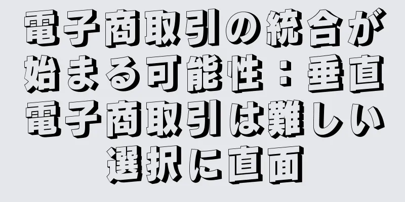 電子商取引の統合が始まる可能性：垂直電子商取引は難しい選択に直面