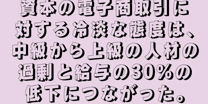 資本の電子商取引に対する冷淡な態度は、中級から上級の人材の過剰と給与の30％の低下につながった。