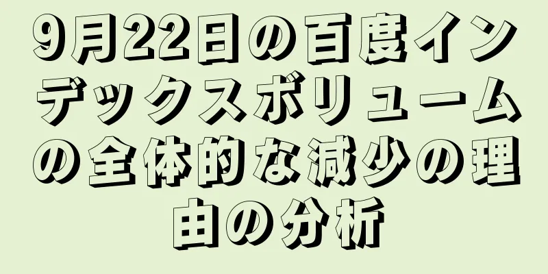 9月22日の百度インデックスボリュームの全体的な減少の理由の分析