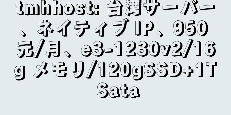 tmhhost: 台湾サーバー、ネイティブ IP、950 元/月、e3-1230v2/16g メモリ/120gSSD+1T Sata