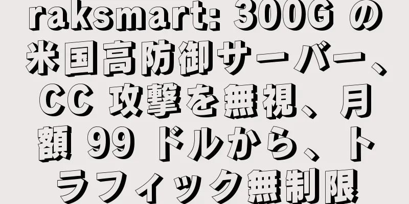 raksmart: 300G の米国高防御サーバー、CC 攻撃を無視、月額 99 ドルから、トラフィック無制限