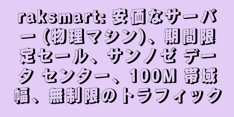 raksmart: 安価なサーバー (物理マシン)、期間限定セール、サンノゼ データ センター、100M 帯域幅、無制限のトラフィック