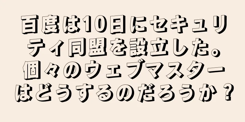 百度は10日にセキュリティ同盟を設立した。個々のウェブマスターはどうするのだろうか？