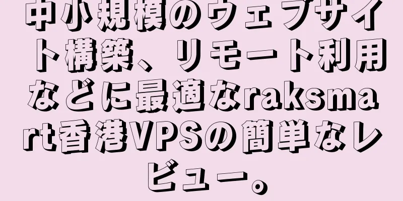 中小規模のウェブサイト構築、リモート利用などに最適なraksmart香港VPSの簡単なレビュー。
