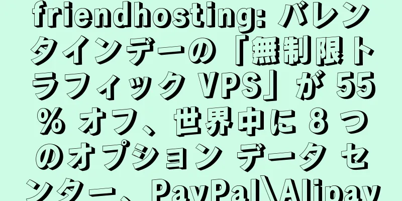 friendhosting: バレンタインデーの「無制限トラフィック VPS」が 55% オフ、世界中に 8 つのオプション データ センター、PayPal\Alipay