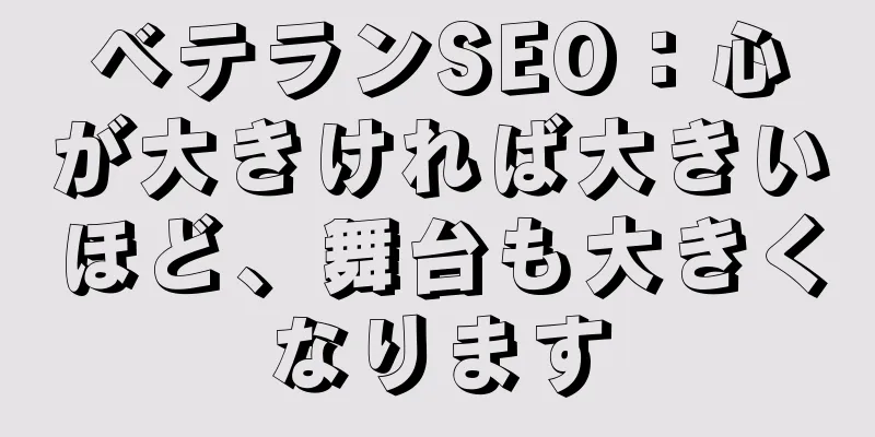 ベテランSEO：心が大きければ大きいほど、舞台も大きくなります