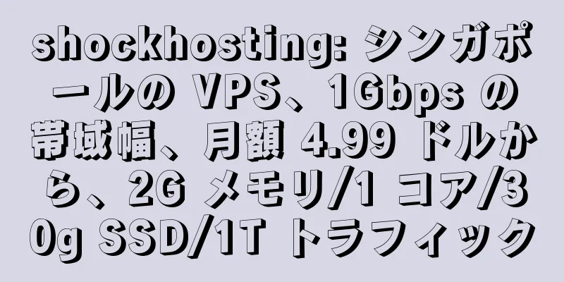 shockhosting: シンガポールの VPS、1Gbps の帯域幅、月額 4.99 ドルから、2G メモリ/1 コア/30g SSD/1T トラフィック