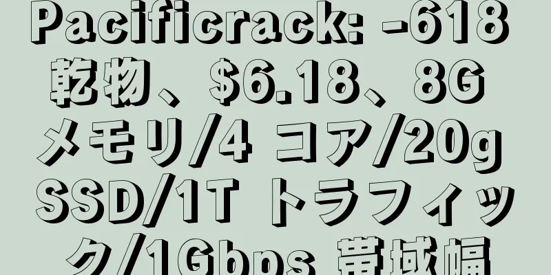 Pacificrack: -618 乾物、$6.18、8G メモリ/4 コア/20g SSD/1T トラフィック/1Gbps 帯域幅