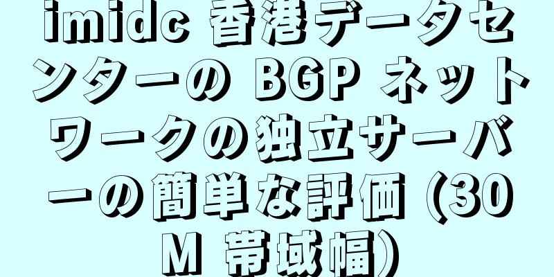 imidc 香港データセンターの BGP ネットワークの独立サーバーの簡単な評価 (30M 帯域幅)