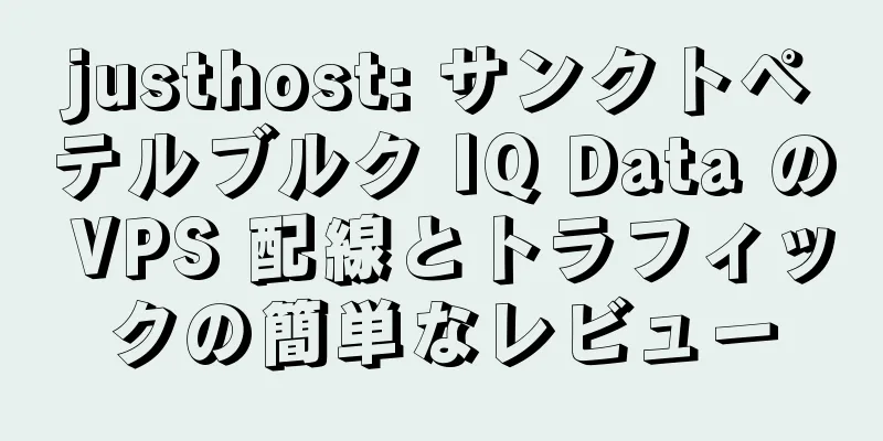 justhost: サンクトペテルブルク IQ Data の VPS 配線とトラフィックの簡単なレビュー