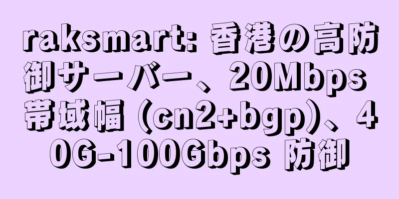 raksmart: 香港の高防御サーバー、20Mbps 帯域幅 (cn2+bgp)、40G-100Gbps 防御