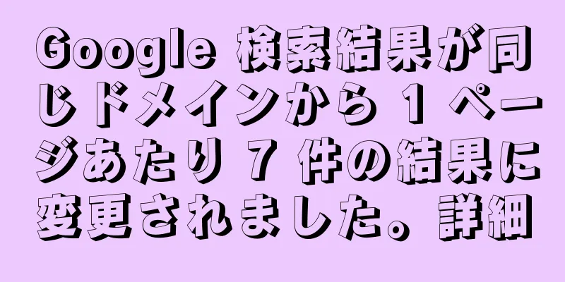 Google 検索結果が同じドメインから 1 ページあたり 7 件の結果に変更されました。詳細