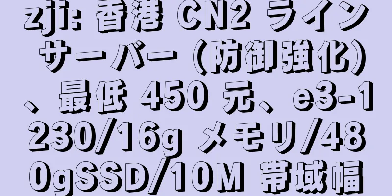 zji: 香港 CN2 ライン サーバー (防御強化)、最低 450 元、e3-1230/16g メモリ/480gSSD/10M 帯域幅