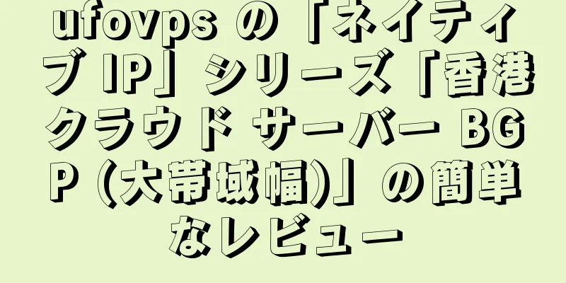 ufovps の「ネイティブ IP」シリーズ「香港クラウド サーバー BGP (大帯域幅)」の簡単なレビュー