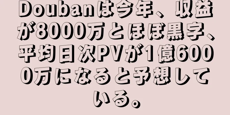Doubanは今年、収益が8000万とほぼ黒字、平均日次PVが1億6000万になると予想している。