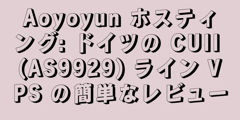Aoyoyun ホスティング: ドイツの CUII (AS9929) ライン VPS の簡単なレビュー