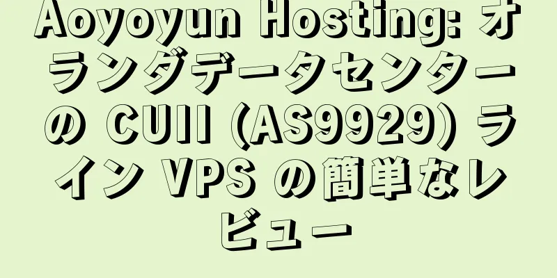 Aoyoyun Hosting: オランダデータセンターの CUII (AS9929) ライン VPS の簡単なレビュー