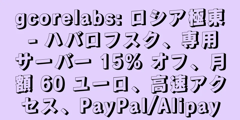 gcorelabs: ロシア極東 - ハバロフスク、専用サーバー 15% オフ、月額 60 ユーロ、高速アクセス、PayPal/Alipay