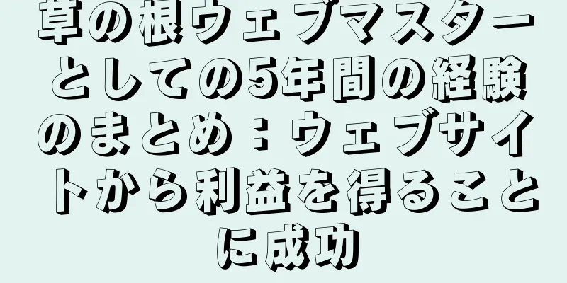 草の根ウェブマスターとしての5年間の経験のまとめ：ウェブサイトから利益を得ることに成功