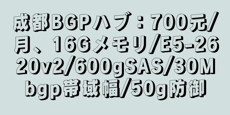 成都BGPハブ：700元/月、16Gメモリ/E5-2620v2/600gSAS/30Mbgp帯域幅/50g防御