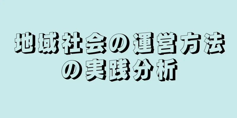 地域社会の運営方法の実践分析