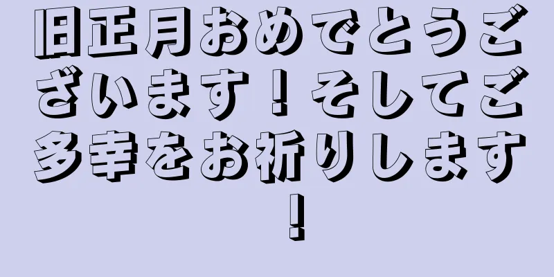 旧正月おめでとうございます！そしてご多幸をお祈りします！