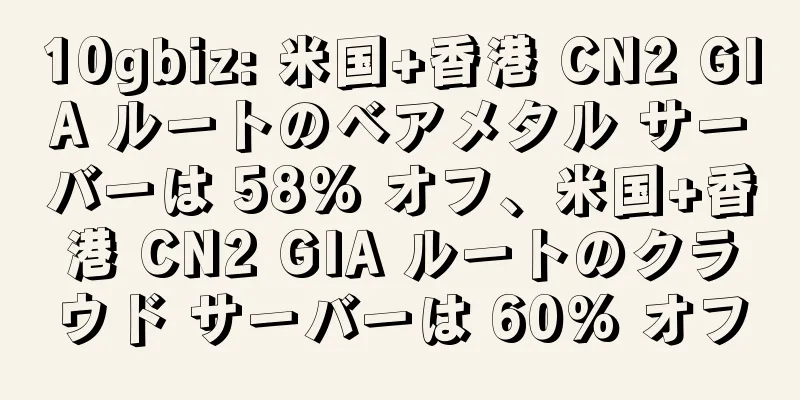 10gbiz: 米国+香港 CN2 GIA ルートのベアメタル サーバーは 58% オフ、米国+香港 CN2 GIA ルートのクラウド サーバーは 60% オフ