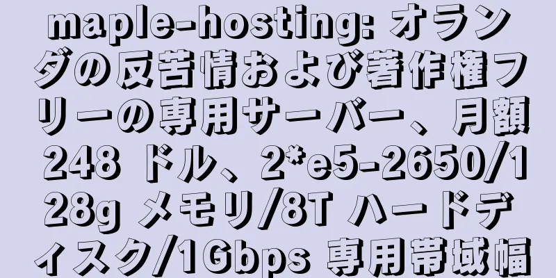 maple-hosting: オランダの反苦情および著作権フリーの専用サーバー、月額 248 ドル、2*e5-2650/128g メモリ/8T ハードディスク/1Gbps 専用帯域幅