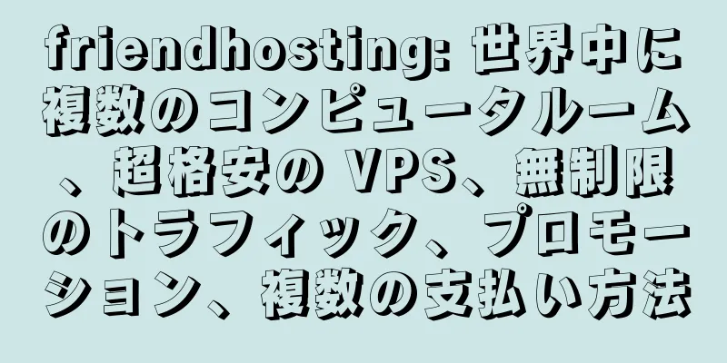 friendhosting: 世界中に複数のコンピュータルーム、超格安の VPS、無制限のトラフィック、プロモーション、複数の支払い方法
