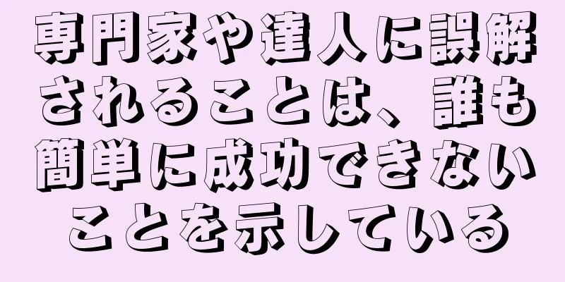 専門家や達人に誤解されることは、誰も簡単に成功できないことを示している