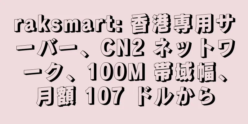 raksmart: 香港専用サーバー、CN2 ネットワーク、100M 帯域幅、月額 107 ドルから