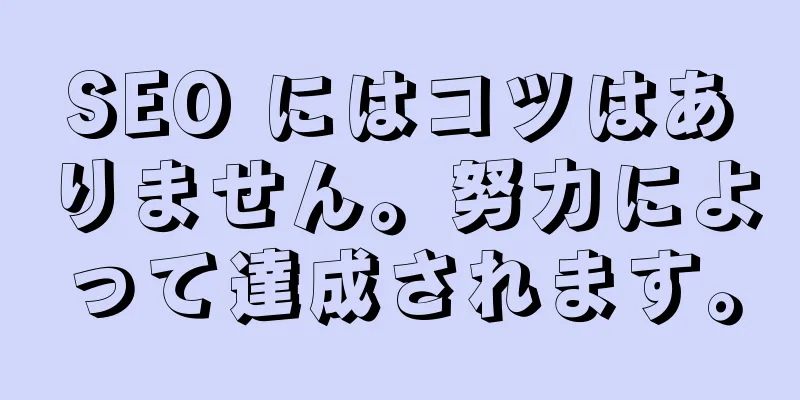 SEO にはコツはありません。努力によって達成されます。