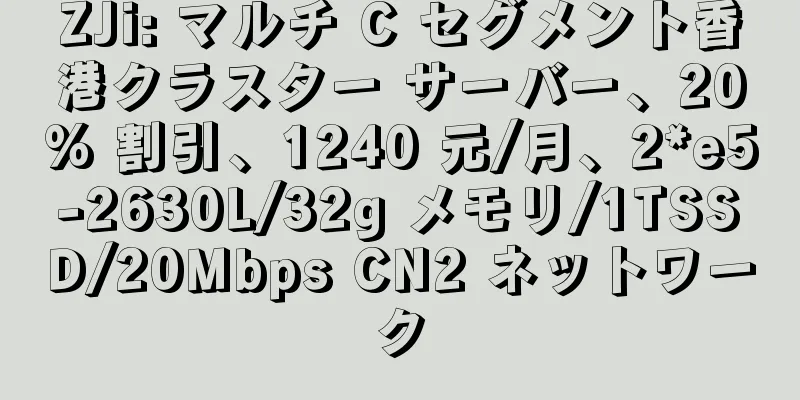 ZJi: マルチ C セグメント香港クラスター サーバー、20% 割引、1240 元/月、2*e5-2630L/32g メモリ/1TSSD/20Mbps CN2 ネットワーク
