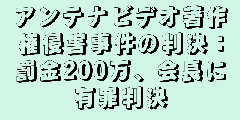 アンテナビデオ著作権侵害事件の判決：罰金200万、会長に有罪判決