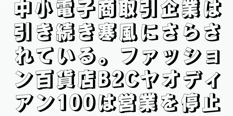 中小電子商取引企業は引き続き寒風にさらされている。ファッション百貨店B2Cヤオディアン100は営業を停止