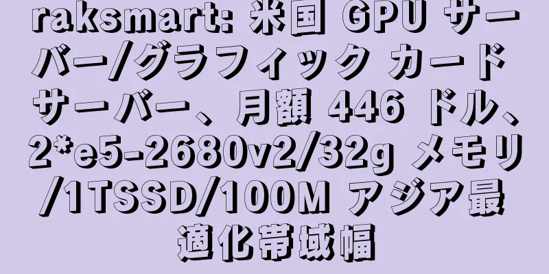 raksmart: 米国 GPU サーバー/グラフィック カード サーバー、月額 446 ドル、2*e5-2680v2/32g メモリ/1TSSD/100M アジア最適化帯域幅