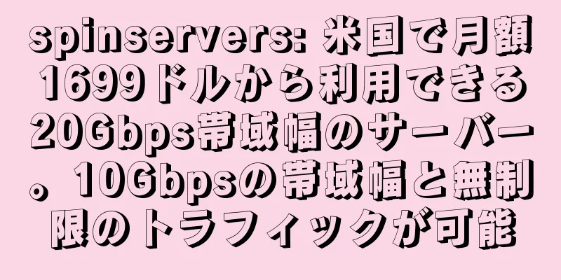 spinservers: 米国で月額1699ドルから利用できる20Gbps帯域幅のサーバー。10Gbpsの帯域幅と無制限のトラフィックが可能