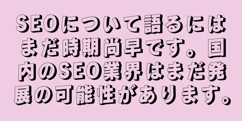 SEOについて語るにはまだ時期尚早です。国内のSEO業界はまだ発展の可能性があります。