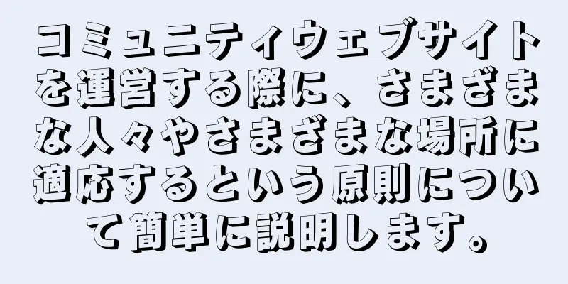 コミュニティウェブサイトを運営する際に、さまざまな人々やさまざまな場所に適応するという原則について簡単に説明します。
