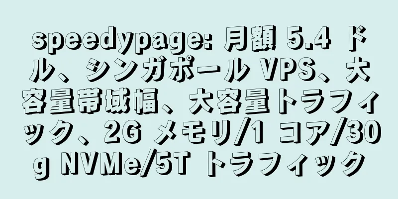 speedypage: 月額 5.4 ドル、シンガポール VPS、大容量帯域幅、大容量トラフィック、2G メモリ/1 コア/30g NVMe/5T トラフィック