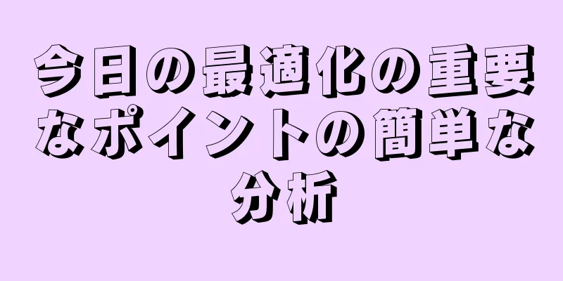 今日の最適化の重要なポイントの簡単な分析