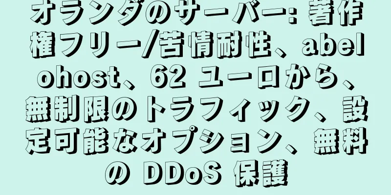 オランダのサーバー: 著作権フリー/苦情耐性、abelohost、62 ユーロから、無制限のトラフィック、設定可能なオプション、無料の DDoS 保護