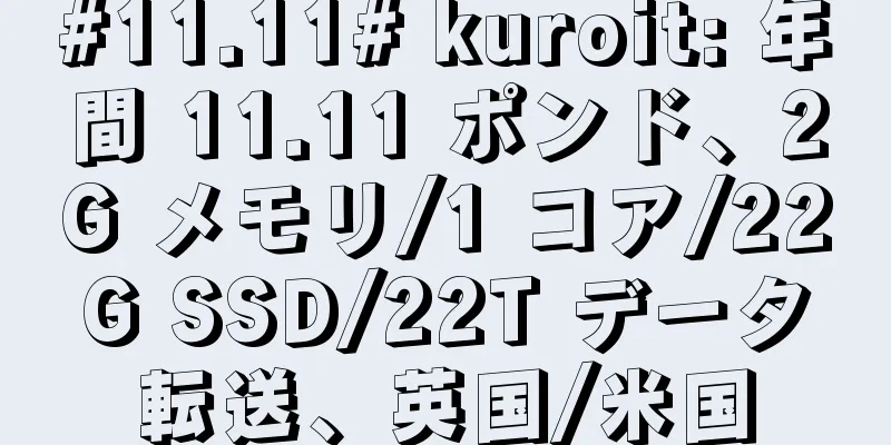 #11.11# kuroit: 年間 11.11 ポンド、2G メモリ/1 コア/22G SSD/22T データ転送、英国/米国