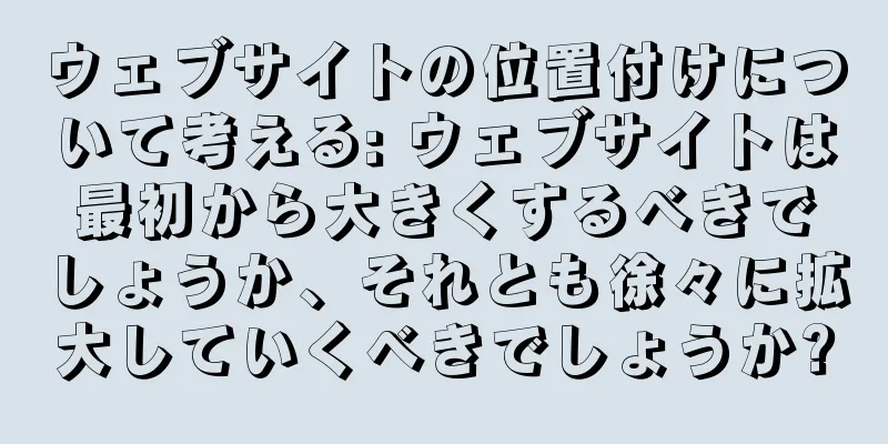 ウェブサイトの位置付けについて考える: ウェブサイトは最初から大きくするべきでしょうか、それとも徐々に拡大していくべきでしょうか?