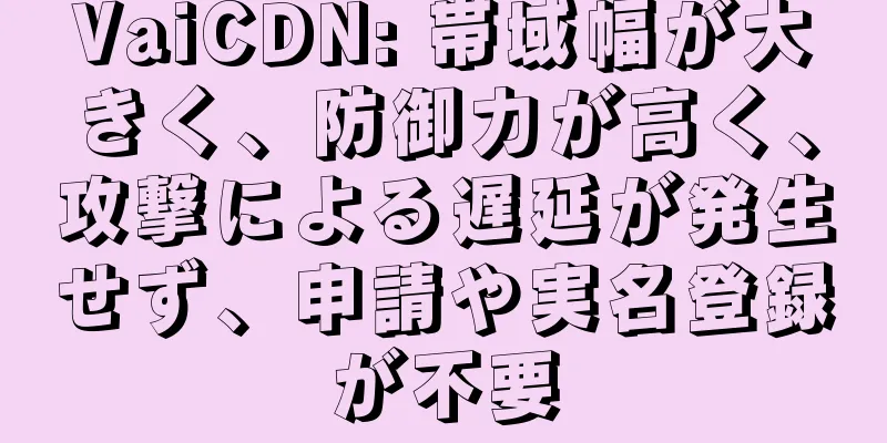 VaiCDN: 帯域幅が大きく、防御力が高く、攻撃による遅延が発生せず、申請や実名登録が不要